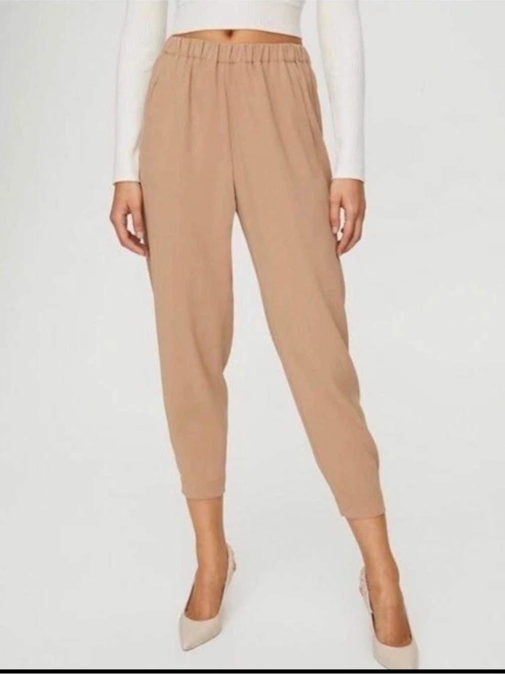 Aritzia Babaton Dexter Pull On Ankle Length Tuxedo Pant Size Medium In Camel
